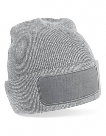 Beanie Heather Grey / Baumwoll-Twill-Patch