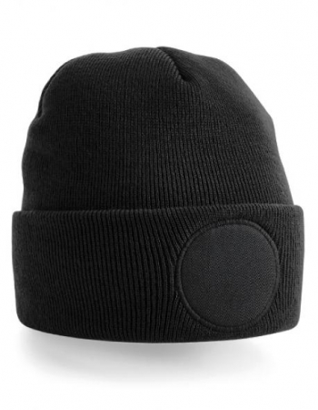 Beanie Black / Baumwoll-Twill-Patch *rund*
