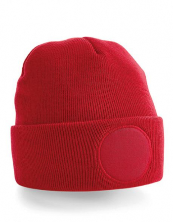 Beanie Classic Red / Baumwoll-Twill-Patch *rund*