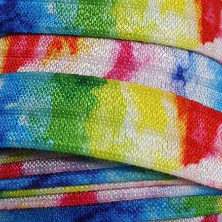 Gummiband 2m x 15mm *Rainbow Tie Hippie*