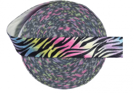 Gummiband 2m x 15mm *Rainbow Zebra Stripe*