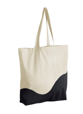 Organic Cotton Wave Print Maxi Tote Natur / Black