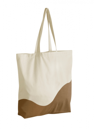 Organic Cotton Wave Print Maxi Tote Natur / Camel