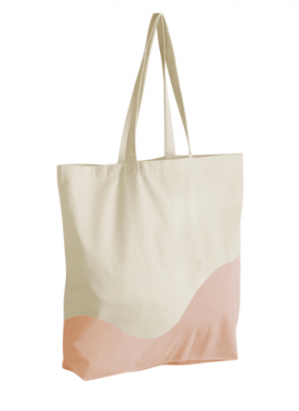 Organic Cotton Wave Print Maxi Tote Natur / Peach
