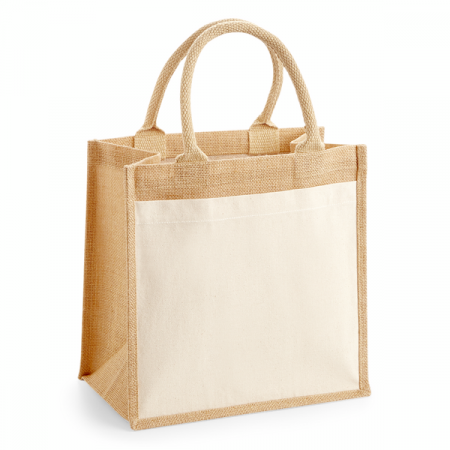 Cotton Pocket Jute Midi Tote