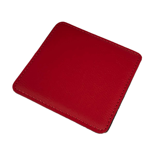 Laser Untersetzer aus Kunstleder 100 x 100 mm *Rot