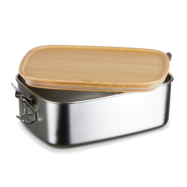 Lunch Box Edelstahl mit Bambusdeckel & Verschluss