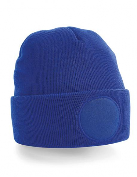 Beanie Bright Royal / Baumwoll-Twill-Patch *rund*
