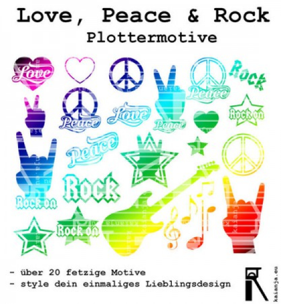 Plotterdatei "Love, Peace & Rock"