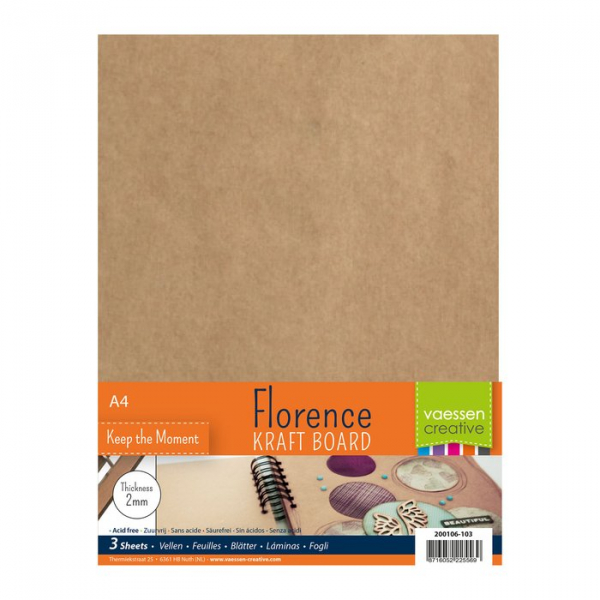 Florence • Kraftkarton 2mm - A4 - 3Stück