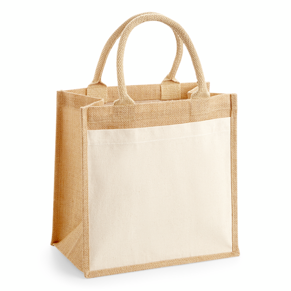 Cotton Pocket Jute Midi Tote