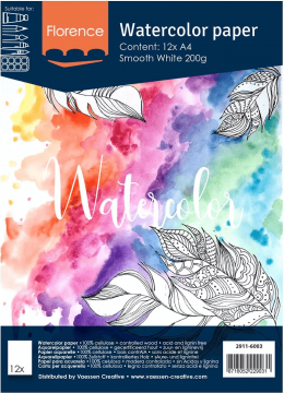 Florence • Aquarellpapier smooth A4 200g Weiß 12 Blatt